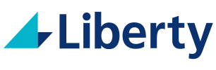 Liberty logo: teal triangle icon beside the blue 'Liberty' wordmark